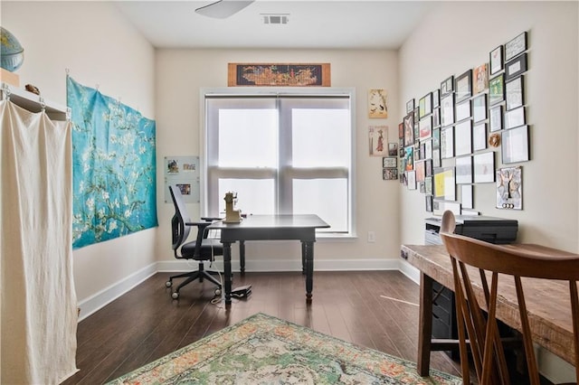 office featuring dark hardwood / wood-style floors