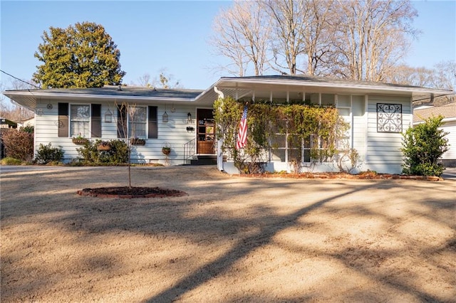 view of single story home