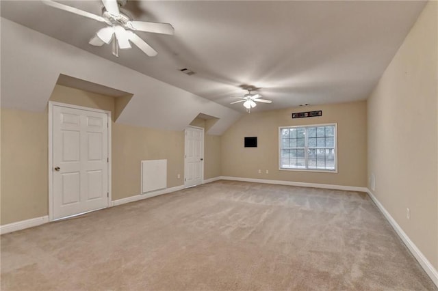 39 Legendary Dr, Hoschton, GA 30548 - additional living space with a ceiling fan, light colored carpet, and vaulted ceiling