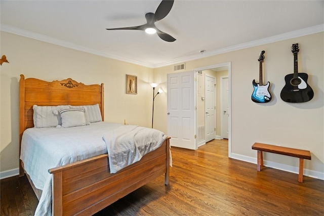 869 Briarcliff Rd NE Unit B20, Atlanta, GA 30306 - bedroom with baseboards, wood finished floors, crown molding, and a ceiling fan