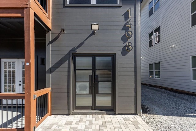 property entrance with french doors