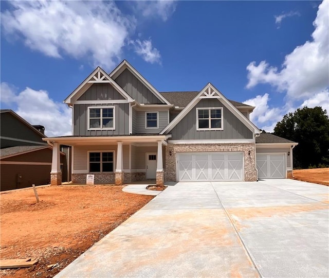 craftsman inspired home featuring a garage