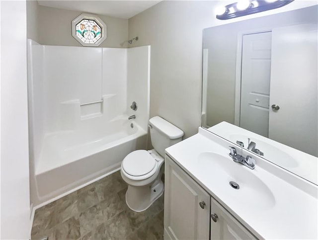 4405 Cary Dr, Snellville, GA 30039 - bathroom featuring toilet, vanity, and shower / bathtub combination