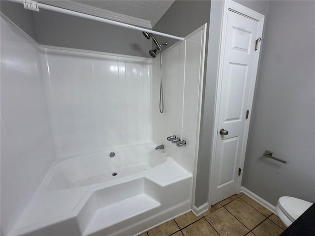 671 Peach Crossing Dr, Dallas, GA 30132 - bathroom featuring tile patterned floors, washtub / shower combination, and a textured ceiling