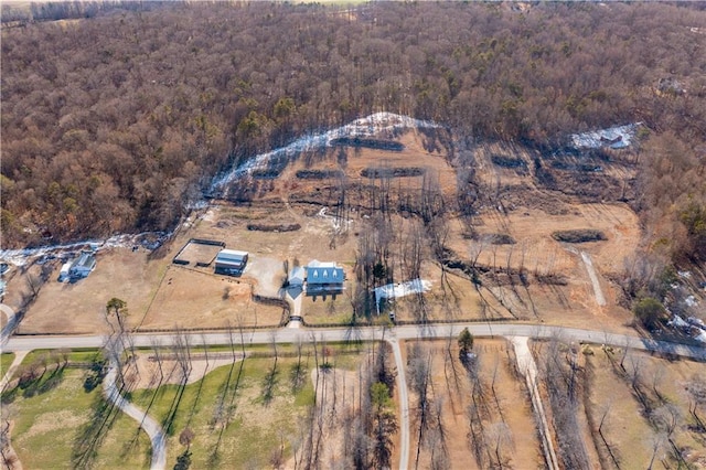 birds eye view of property featuring a rural view