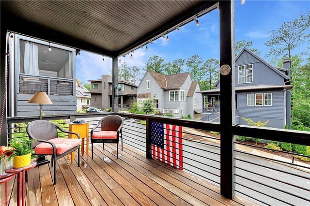 10862 Serenbe Ln, Chattahoochee Hills, GA 30268 - wooden deck featuring a residential view