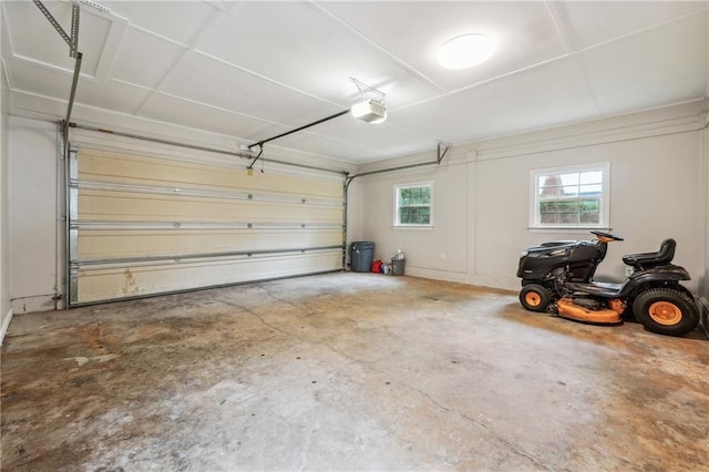 garage with a garage door opener