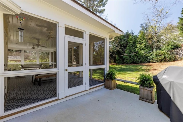 view of unfurnished sunroom