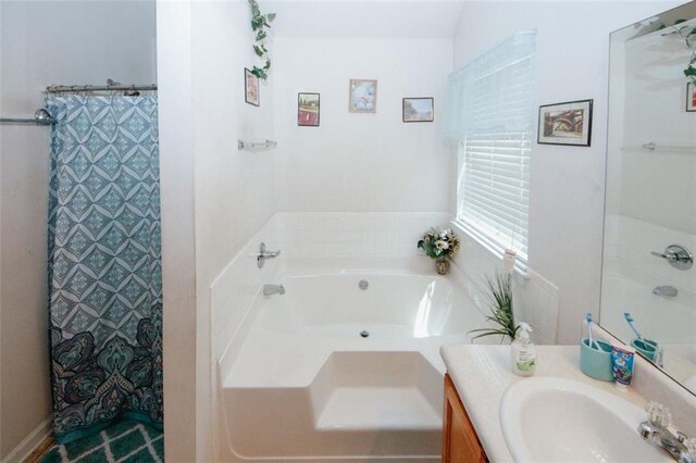 1801 Deer Crossing Cir, Jonesboro, GA 30236 - full bathroom featuring vanity, a garden tub, and a shower with curtain