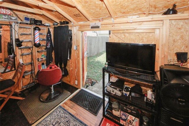 1801 Deer Crossing Cir, Jonesboro, GA 30236 - miscellaneous room featuring lofted ceiling and wood finished floors