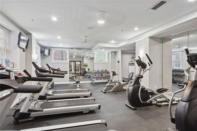 800 Peachtree St NE Unit 2304, Atlanta, GA 30308 - gym with healthy amount of natural light and recessed lighting