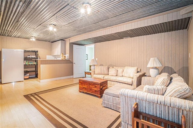 living room with light wood-type flooring