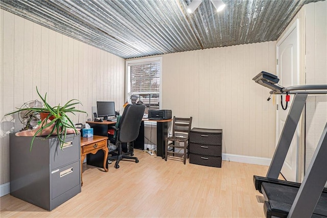 office space featuring light wood-type flooring