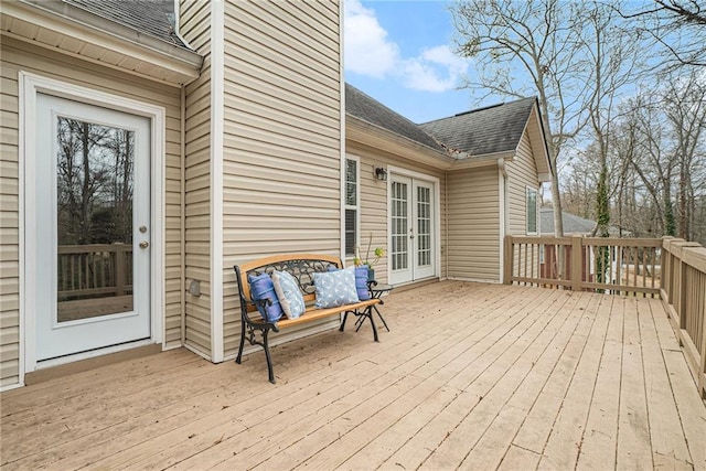 wooden deck with french doors