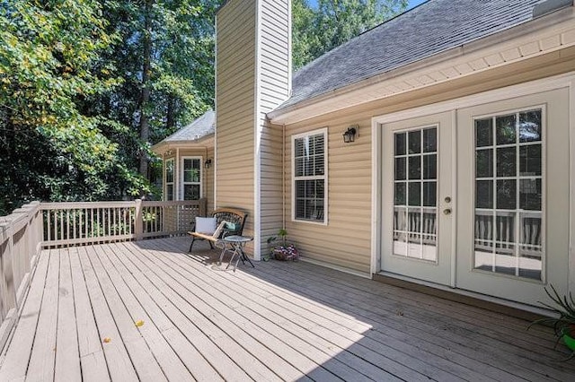 wooden deck with french doors