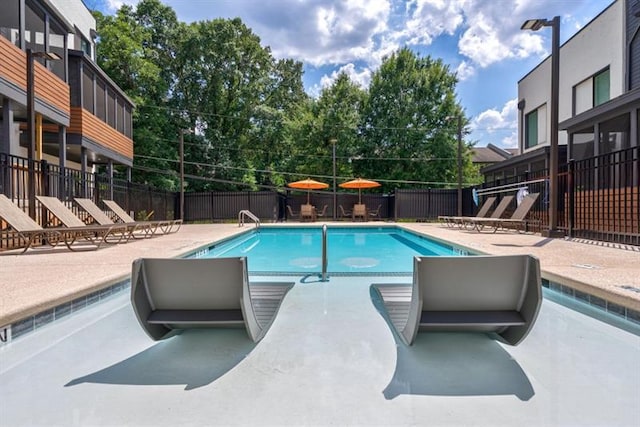 view of pool featuring a patio area