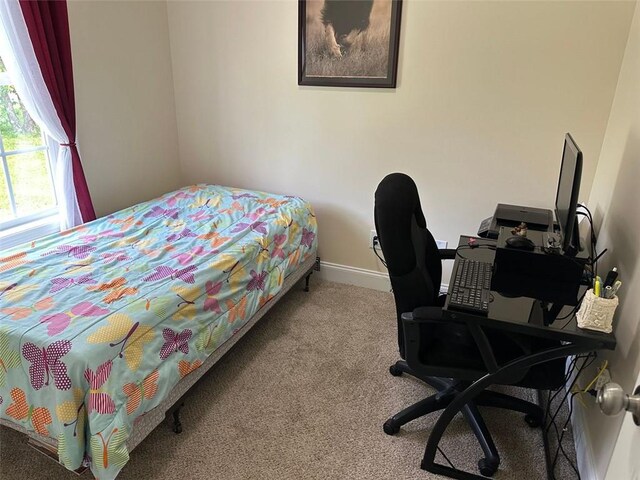 carpeted bedroom with baseboards