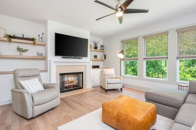 1013 Liberty Springs Dr, Woodstock, GA 30188 - living area featuring plenty of natural light, light wood-type flooring, and a ceiling fan