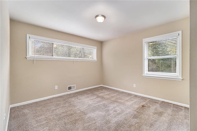 carpeted spare room featuring a wealth of natural light