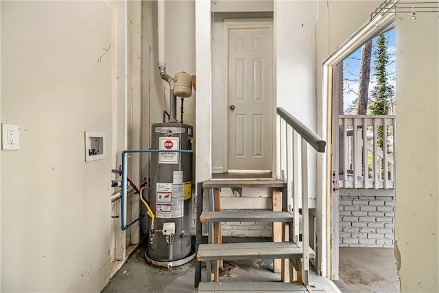 utility room with water heater