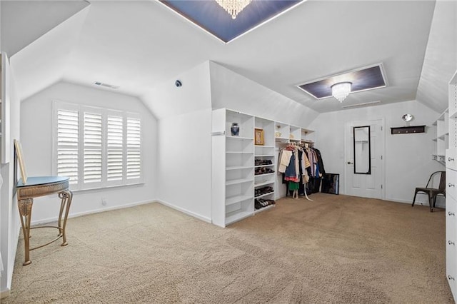 bonus room featuring lofted ceiling and carpet floors