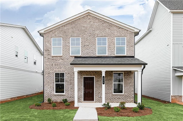 805 York Aly, Acworth, GA 30102 - traditional-style home with brick siding, a front lawn, and a porch