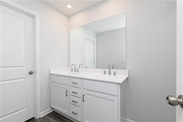 805 York Aly, Acworth, GA 30102 - bathroom featuring double vanity and wood finished floors