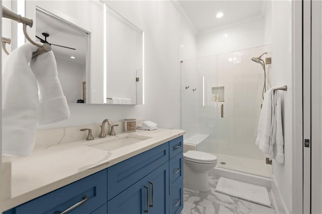 4100 Thunderbird Dr, Marietta, GA 30067 - bathroom with a walk in closet, wood finished floors, vanity, and crown molding