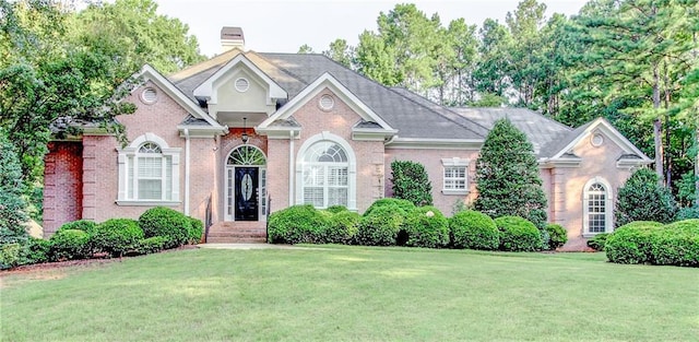 view of front of property with a front lawn