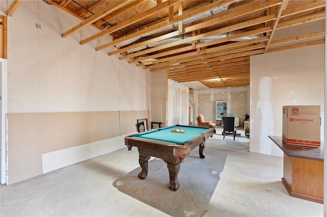 game room featuring concrete flooring and billiards