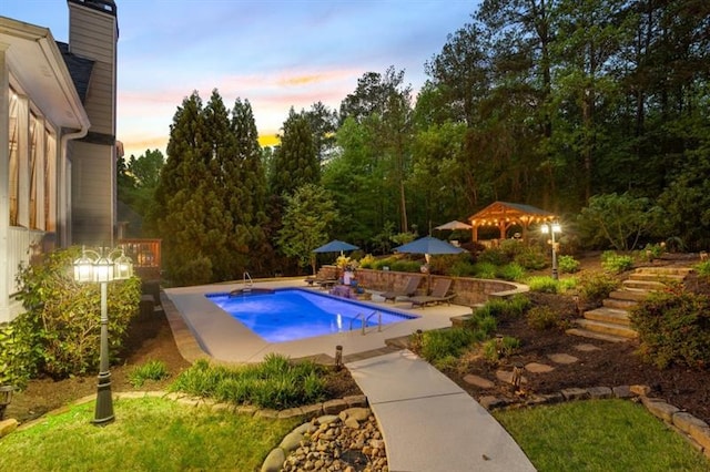 2439 Huntington Park Dr NW, Acworth, GA 30101 - outdoor pool featuring a patio and stairway
