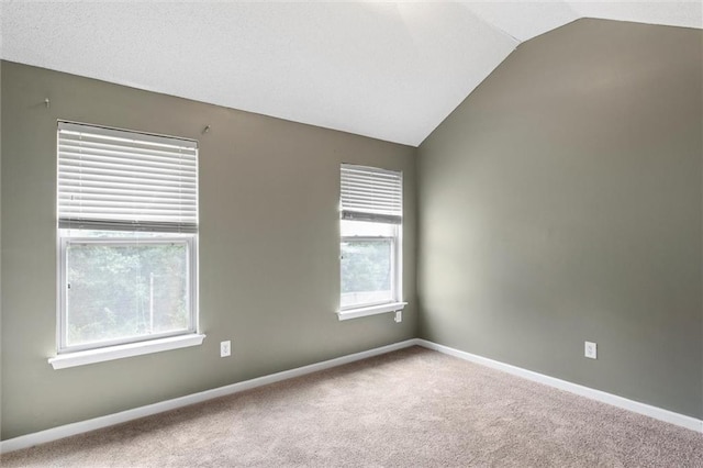 unfurnished room with a healthy amount of sunlight and vaulted ceiling