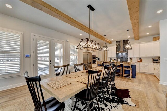 132 Swift Creek Way, Jefferson, GA 30549 - dining space featuring beamed ceiling and light hardwood / wood-style floors
