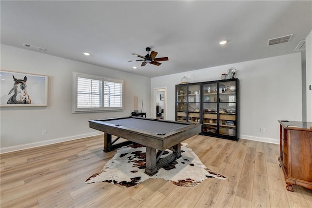 132 Swift Creek Way, Jefferson, GA 30549 - playroom featuring light wood-type flooring, ceiling fan, and pool table
