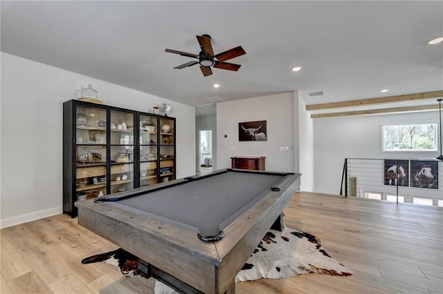132 Swift Creek Way, Jefferson, GA 30549 - playroom featuring ceiling fan, light wood-type flooring, and pool table