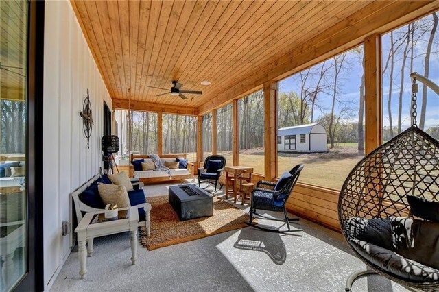 132 Swift Creek Way, Jefferson, GA 30549 - sunroom with ceiling fan and wooden ceiling