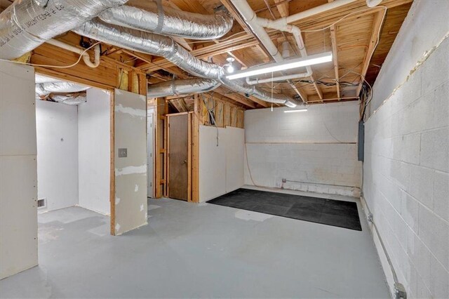 unfinished below grade area with concrete block wall
