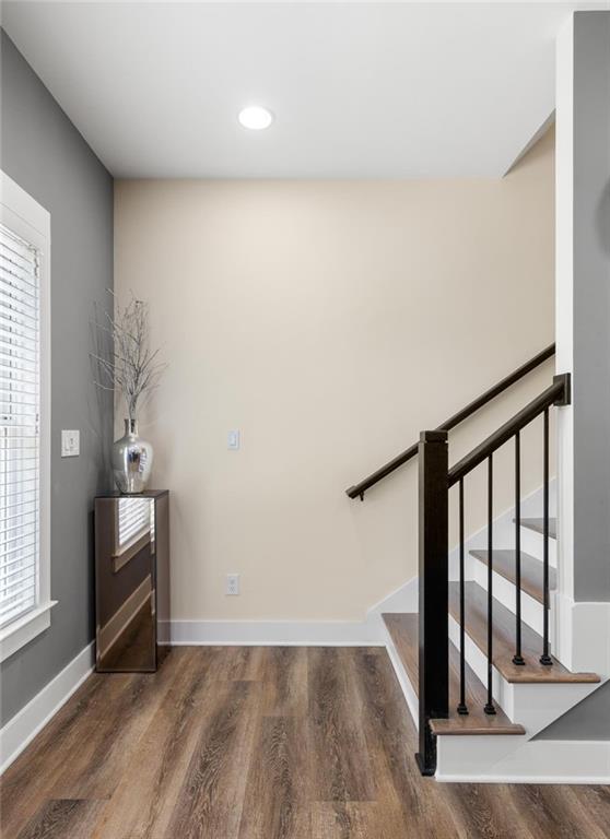 3484 Orchard St, Atlanta, GA 30354 - stairs featuring wood finished floors, plenty of natural light, and recessed lighting