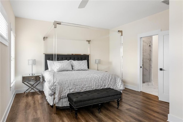 3484 Orchard St, Atlanta, GA 30354 - bedroom with wood finished floors, a ceiling fan, and connected bathroom