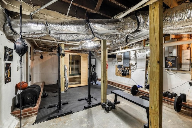 exercise room with concrete flooring