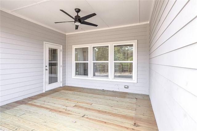 deck featuring ceiling fan