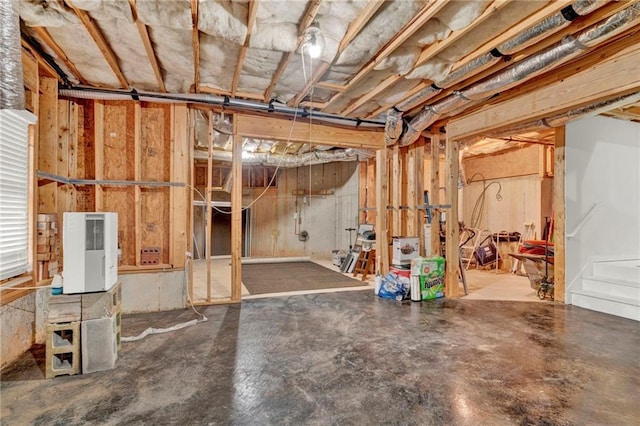 view of unfinished basement