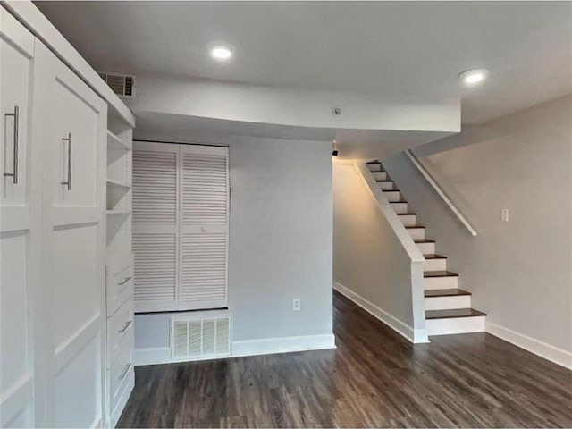 interior space featuring dark hardwood / wood-style flooring