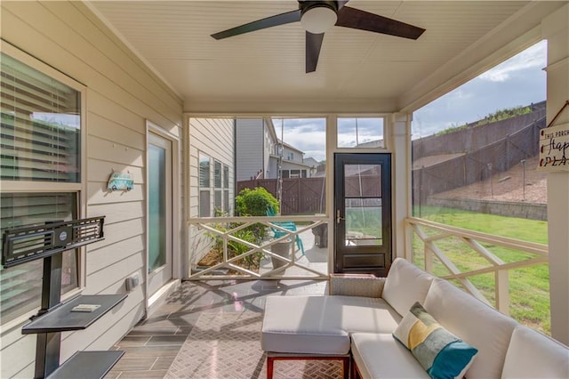 1102 Kingswood Way, Hoschton, GA 30548 - sunroom / solarium with ceiling fan and an outdoor living space