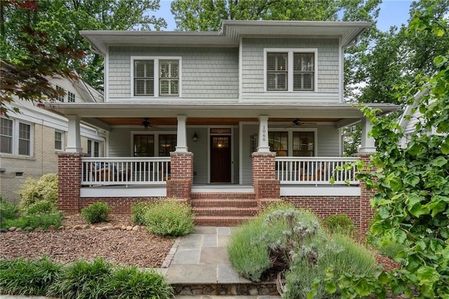1066 High Point Dr, Atlanta, GA 30306 - view of front of property with a ceiling fan and covered porch