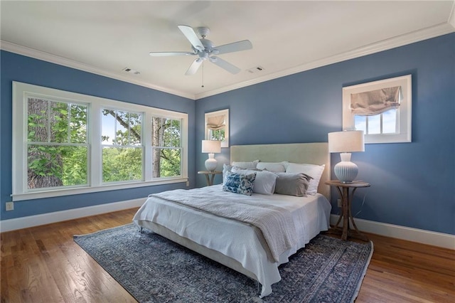 1066 High Point Dr, Atlanta, GA 30306 - bedroom featuring wood finished floors, ornamental molding, and a ceiling fan