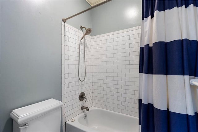 1066 High Point Dr, Atlanta, GA 30306 - bathroom with shower / bath combo with shower curtain and toilet