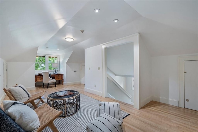 1066 High Point Dr, Atlanta, GA 30306 - sitting room featuring lofted ceiling, light wood-type flooring, and recessed lighting