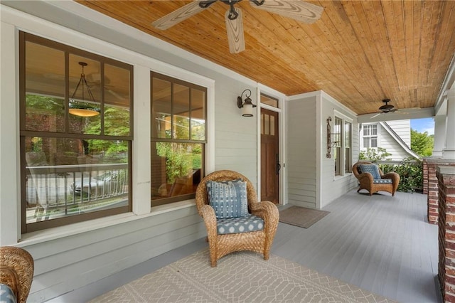1066 High Point Dr, Atlanta, GA 30306 - sunroom with a ceiling fan, wood ceiling, wooden walls, and wood finished floors