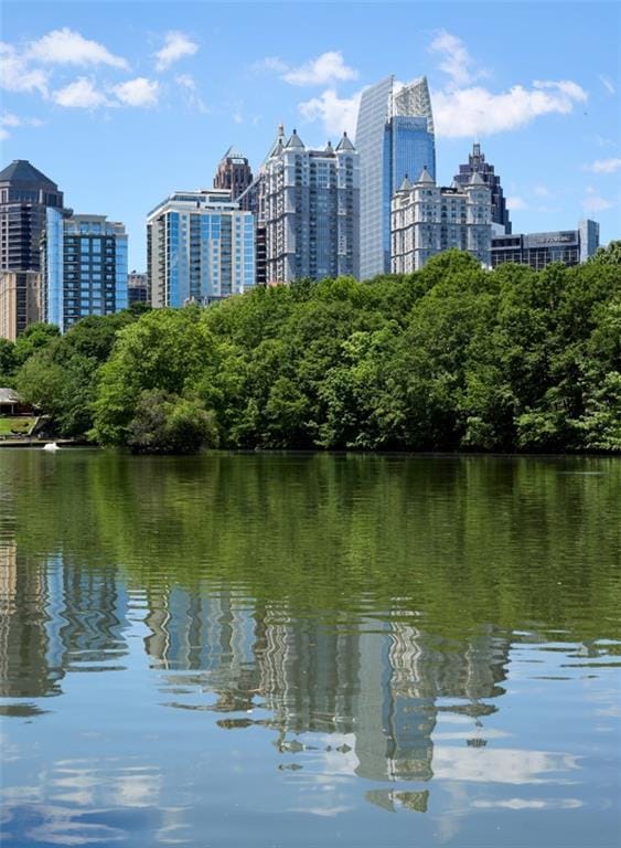 property view of water with a city view